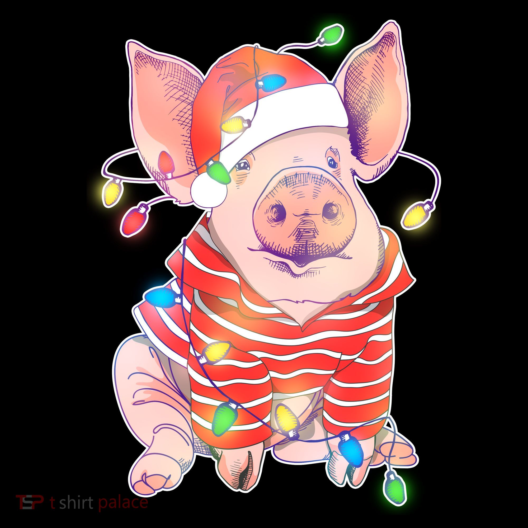 Christmas Lights Pig Women's T-Shirt