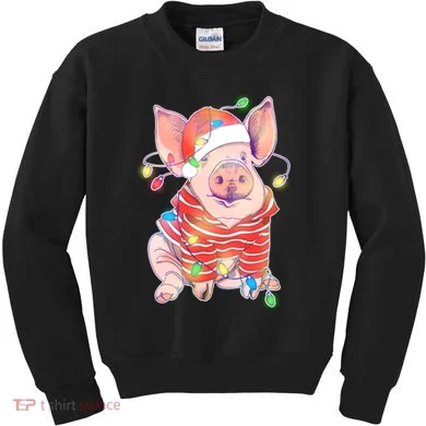 Christmas Lights Pig Kids Sweatshirt