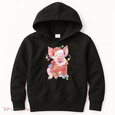 Christmas Lights Pig Kids Hoodie