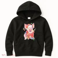 Christmas Lights Pig Kids Hoodie thumb 0
