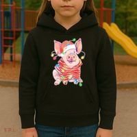 Christmas Lights Pig Kids Hoodie thumb 3