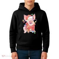 Christmas Lights Pig Kids Hoodie thumb 4