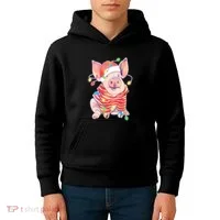 Christmas Lights Pig Kids Hoodie thumb 4