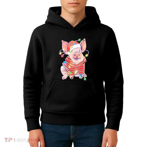 Christmas Lights Pig Kids Hoodie