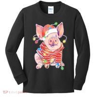 Christmas Lights Pig Kids Long Sleeve Shirt thumb 0