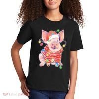 Christmas Lights Pig Kids T-Shirt thumb 2