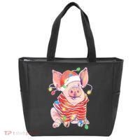 Christmas Lights Pig Tote Bag thumb 0