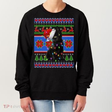 Christmas Lights Santa Cat Ugly Women's Sweatshirt