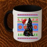 Christmas Lights Santa Cat Ugly Coffee Mug thumb 2