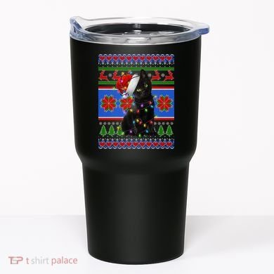 Christmas Lights Santa Cat Ugly Tumbler