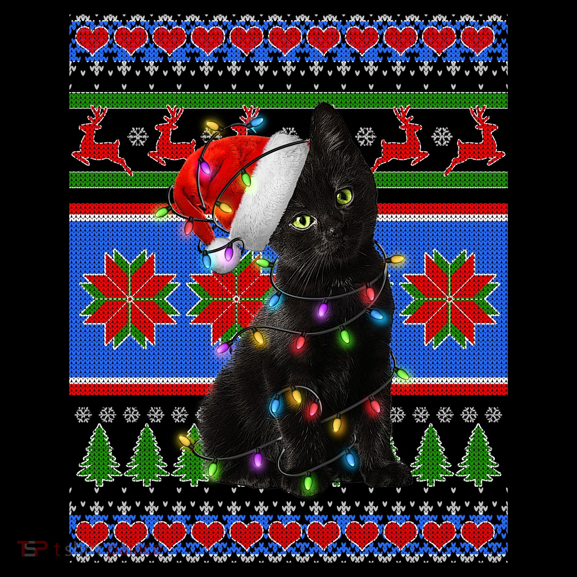 Christmas Lights Santa Cat Ugly Ornament