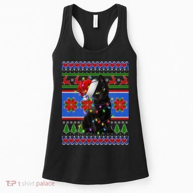 Christmas Lights Santa Cat Ugly Women's Tank Top