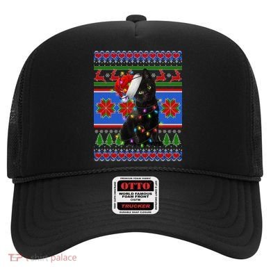 Christmas Lights Santa Cat Ugly Hat