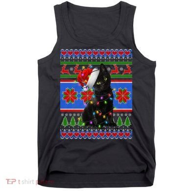 Christmas Lights Santa Cat Ugly Tank Top