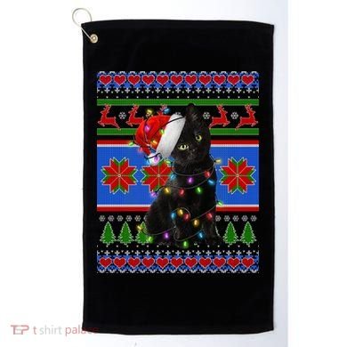 Christmas Lights Santa Cat Ugly Golf Towel