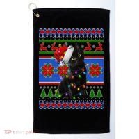 Christmas Lights Santa Cat Ugly Golf Towel thumb 0