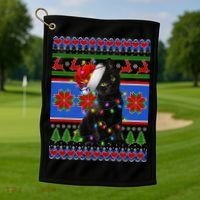 Christmas Lights Santa Cat Ugly Golf Towel thumb 1