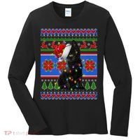 Christmas Lights Santa Cat Ugly Women's Long Sleeve Shirt thumb 0