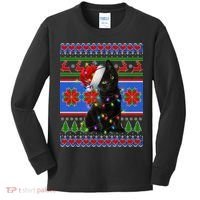 Christmas Lights Santa Cat Ugly Kids Long Sleeve Shirt thumb 0