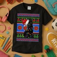 Christmas Lights Santa Cat Ugly Kids T-Shirt thumb 3
