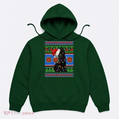 Christmas Lights Santa Cat Ugly Hoodie