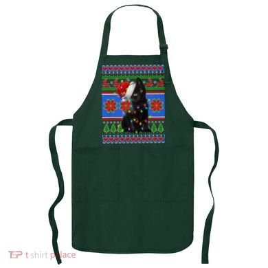 Christmas Lights Santa Cat Ugly Apron