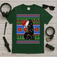 Christmas Lights Santa Cat Ugly T-Shirt thumb 5