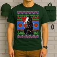 Christmas Lights Santa Cat Ugly T-Shirt thumb 6