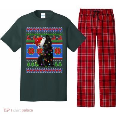 Christmas Lights Santa Cat Ugly Pajama Set
