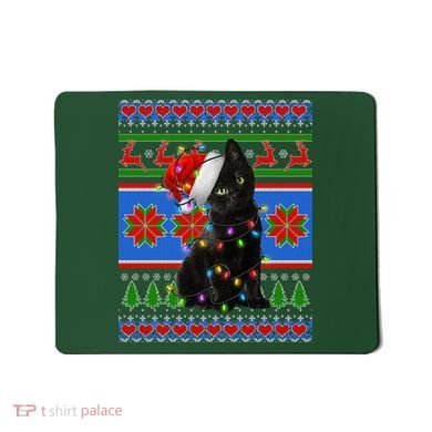 Christmas Lights Santa Cat Ugly Mousepad