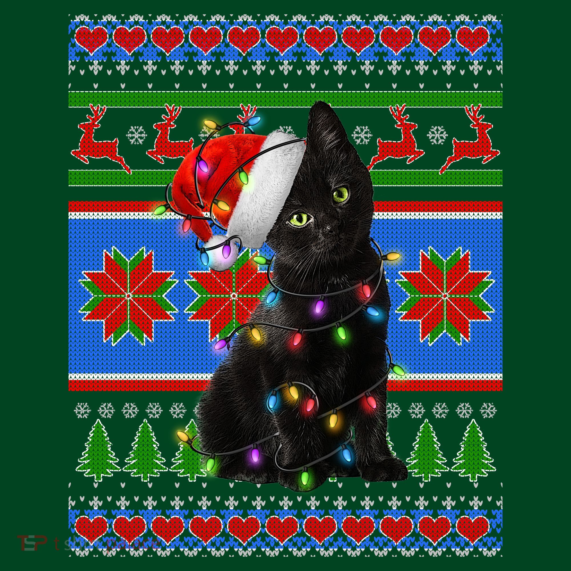 Christmas Lights Santa Cat Ugly Mousepad