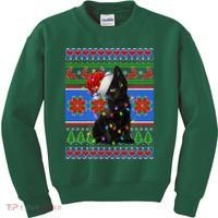 Christmas Lights Santa Cat Ugly Kids Sweatshirt thumb 0
