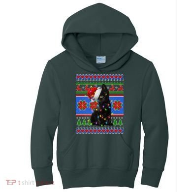 Christmas Lights Santa Cat Ugly Kids Hoodie