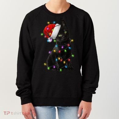 Christmas Lights Santa Kitty Women's Sweatshirt