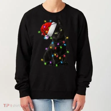Christmas Lights Santa Kitty Women's Sweatshirt