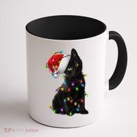 Christmas Lights Santa Kitty Coffee Mug thumb 1