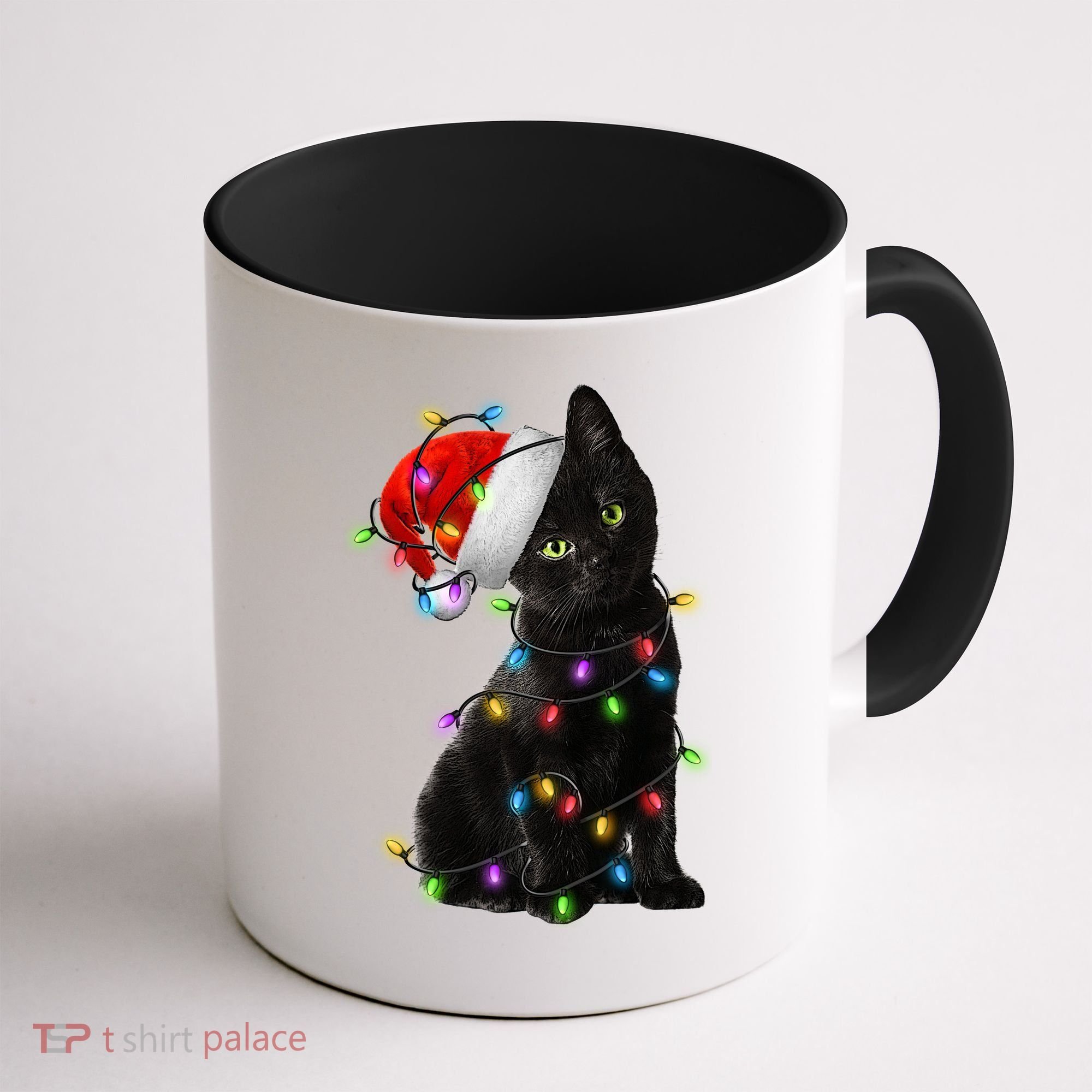 Christmas Lights Santa Kitty Coffee Mug