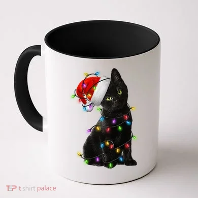 Christmas Lights Santa Kitty Coffee Mug