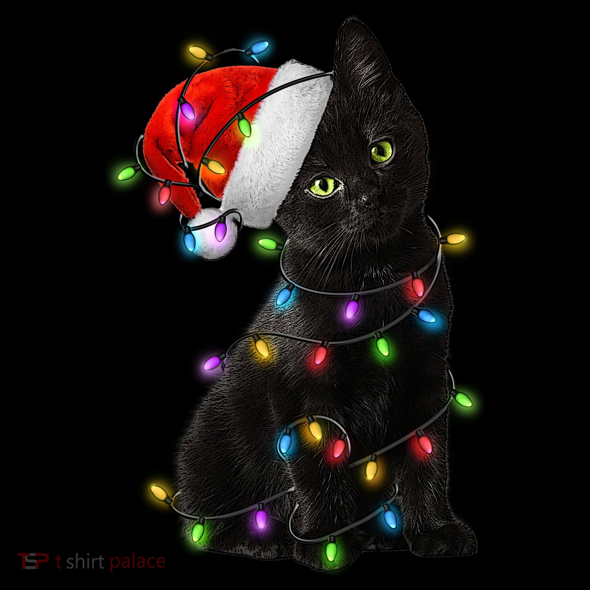 Christmas Lights Santa Kitty Coffee Mug