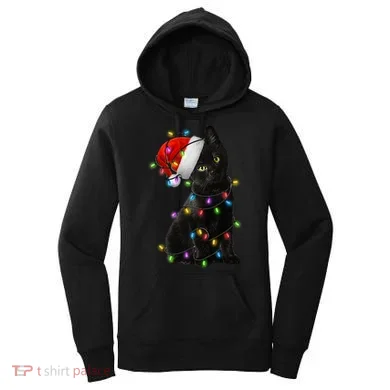 Christmas Lights Santa Kitty Women's Hoodie