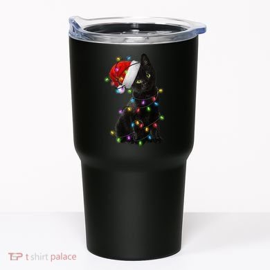 Christmas Lights Santa Kitty Tumbler