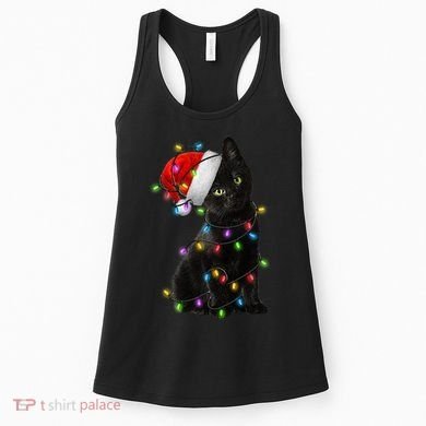 Christmas Lights Santa Kitty Women's Tank Top
