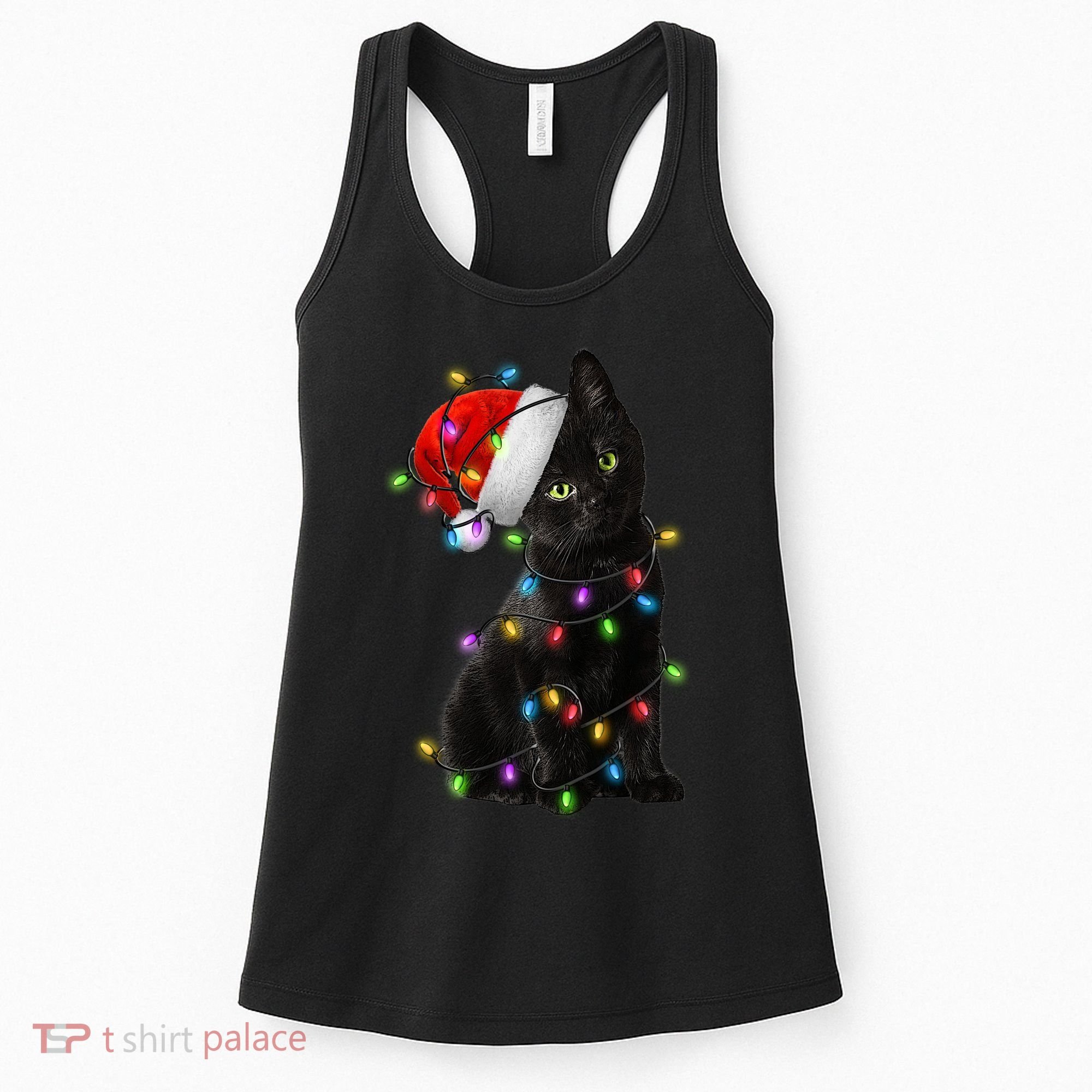 Christmas Lights Santa Kitty Women's Tank Top