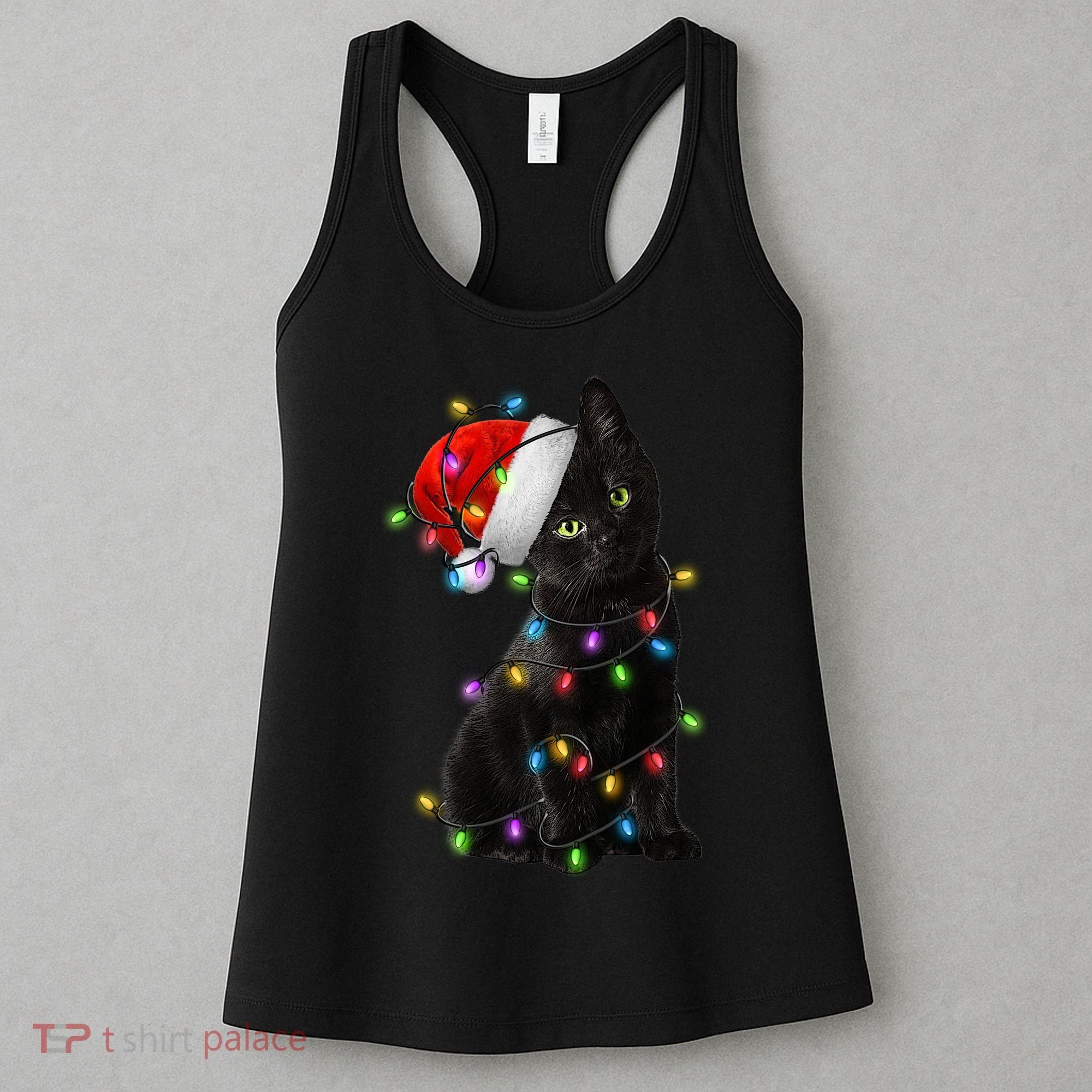 Christmas Lights Santa Kitty Women's Tank Top