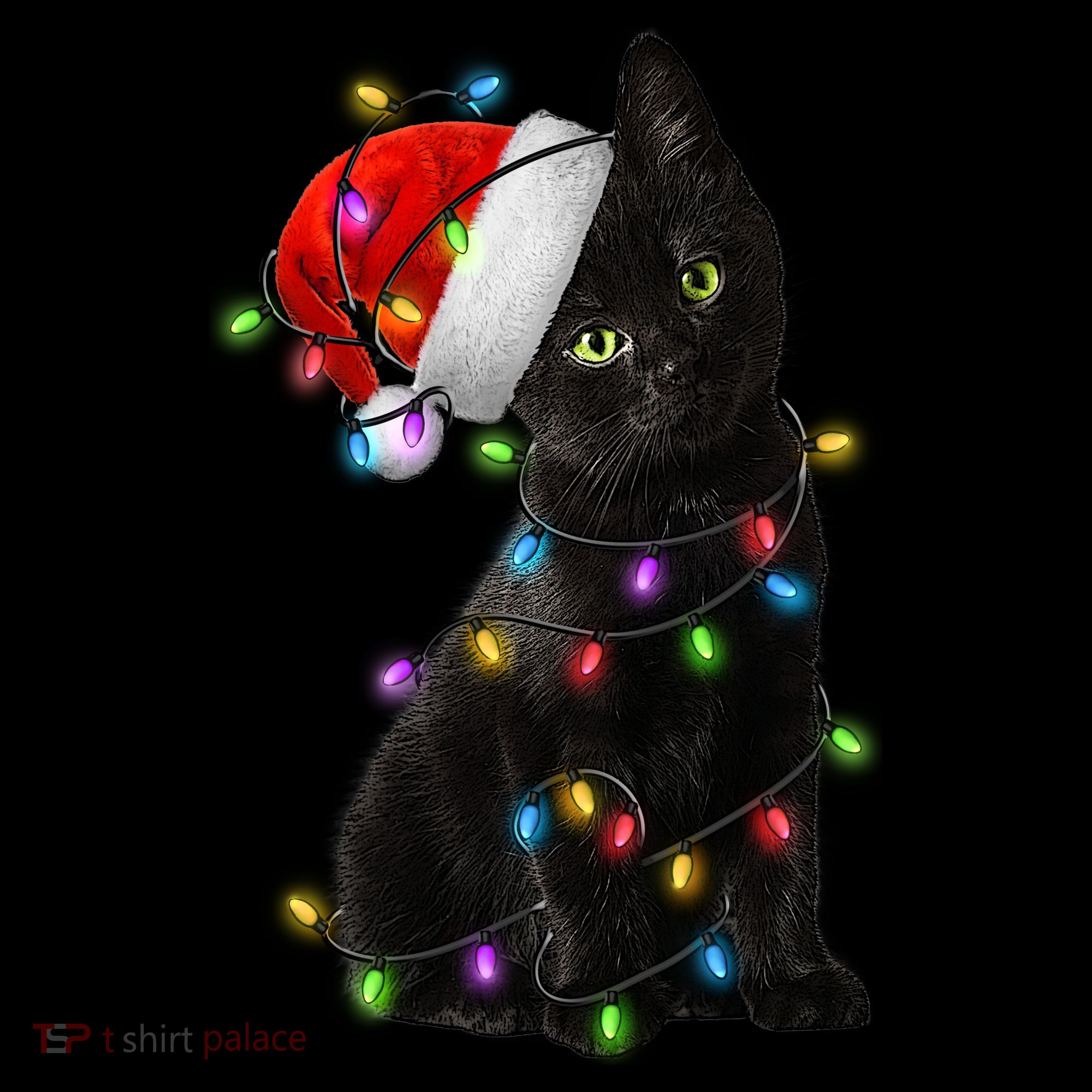 Christmas Lights Santa Kitty Women's Tank Top