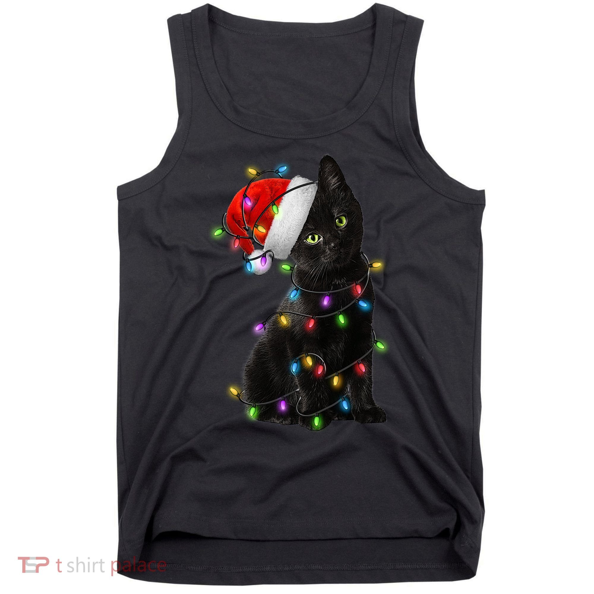 Christmas Lights Santa Kitty Tank Top