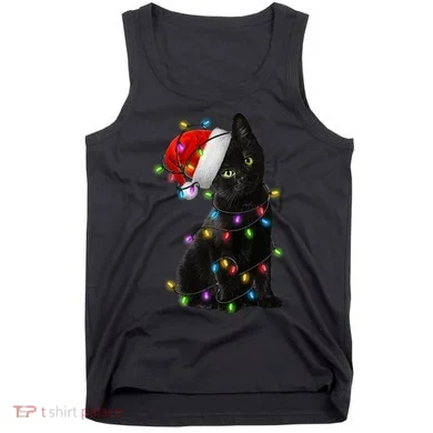 Christmas Lights Santa Kitty Tank Top