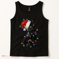 Christmas Lights Santa Kitty Tank Top thumb 2