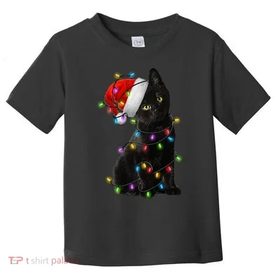 Christmas Lights Santa Kitty Toddler T-Shirt