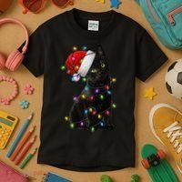 Christmas Lights Santa Kitty Kids T-Shirt thumb 3